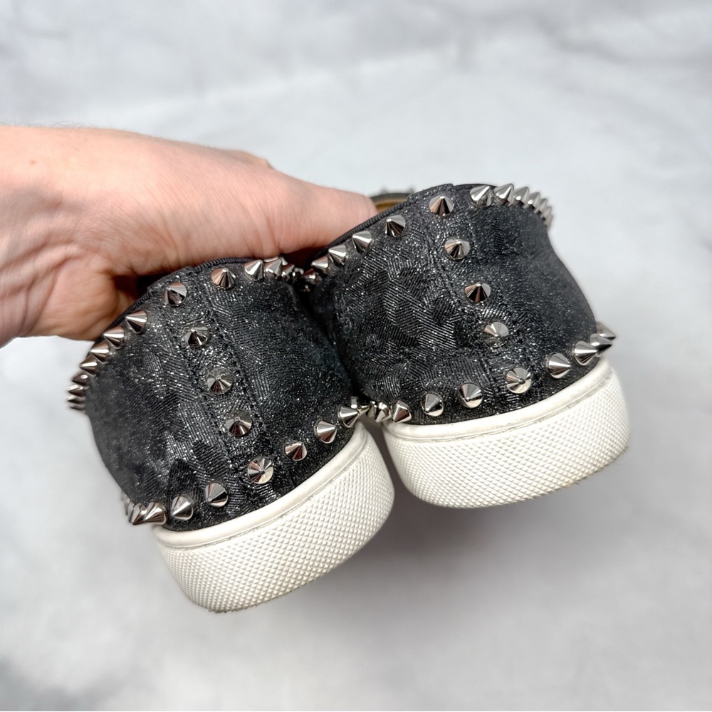Christian Louboutin Pik Boat Studded Camo Leather Slip On Flat Sneaker Shoes 38 - Picture 5 of 14